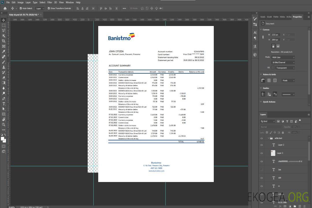 Relevé bancaire Panama Banistmo xls template Relevé bancaire Panama Banistmo xls template